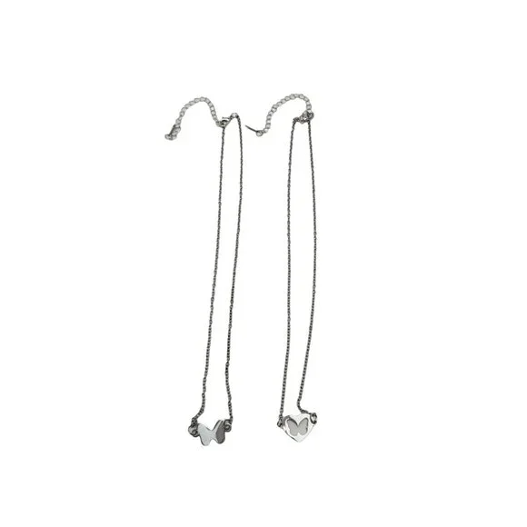 Mother Daughter Butterfly Duo Necklaces Silver Stainless Steel - Picture 8 of 8